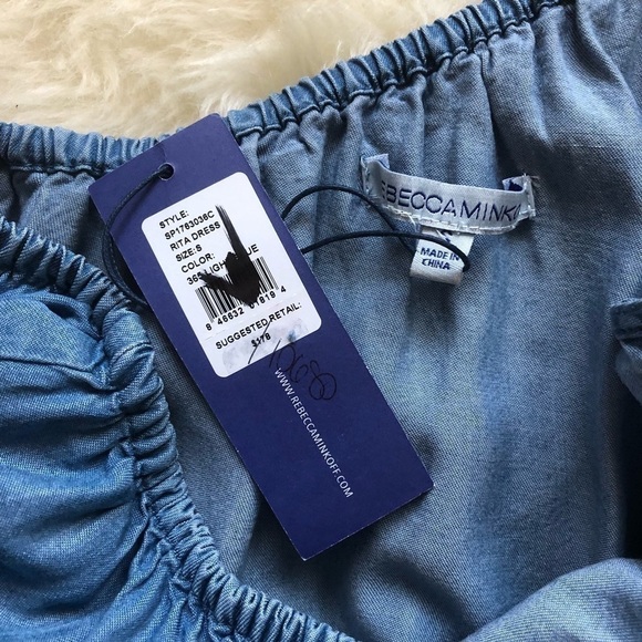 Rebecca Minkoff Rita Chambray One-Shoulder Dress S - Picture 5 of 8
